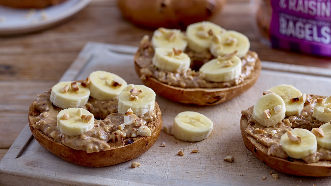 Bruleed Banana and Peanut Butter Bagel IslamicFinder
